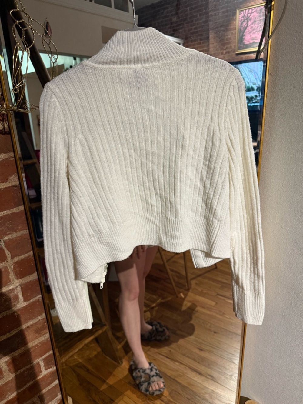 H&M Cream Ribbed Zip-Front Cardigan - Picture 3 of 3